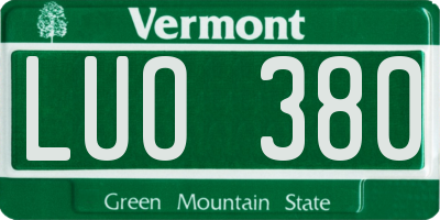 VT license plate LUO380