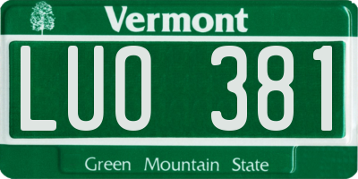 VT license plate LUO381