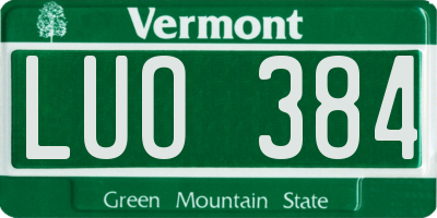 VT license plate LUO384