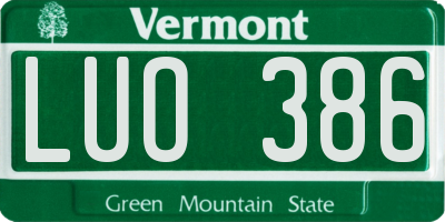 VT license plate LUO386