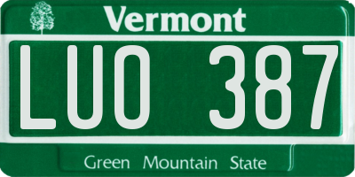 VT license plate LUO387