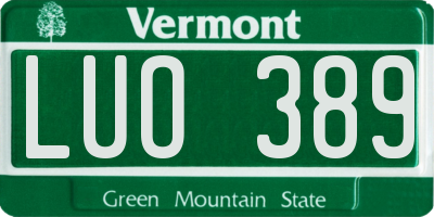 VT license plate LUO389