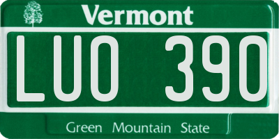 VT license plate LUO390