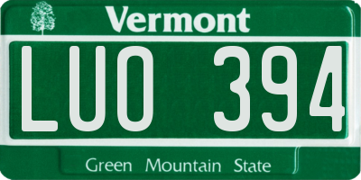 VT license plate LUO394