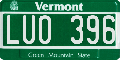 VT license plate LUO396