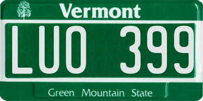VT license plate LUO399