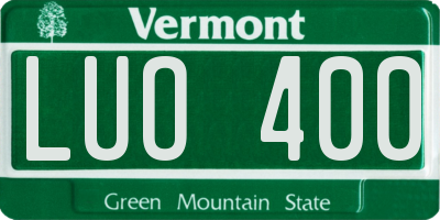 VT license plate LUO400