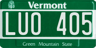 VT license plate LUO405