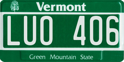 VT license plate LUO406