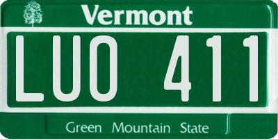VT license plate LUO411