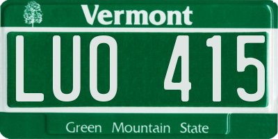 VT license plate LUO415