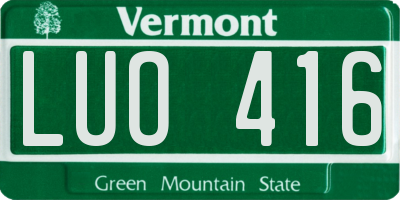 VT license plate LUO416