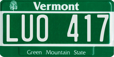 VT license plate LUO417