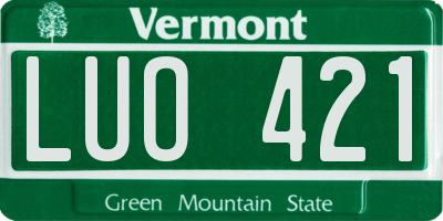 VT license plate LUO421