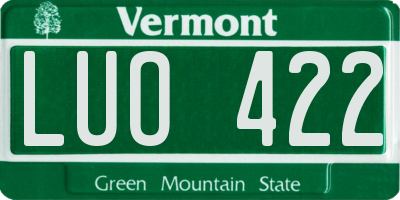 VT license plate LUO422