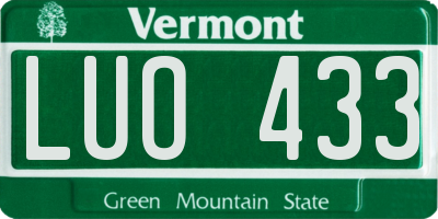 VT license plate LUO433