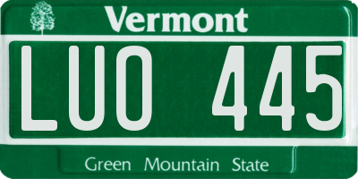 VT license plate LUO445