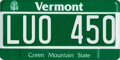 VT license plate LUO450