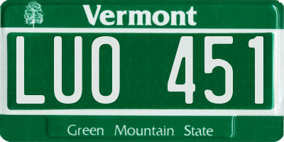 VT license plate LUO451