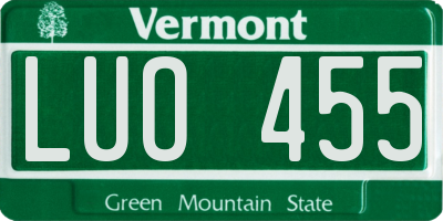 VT license plate LUO455