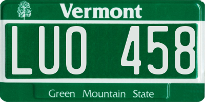 VT license plate LUO458