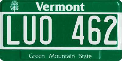 VT license plate LUO462