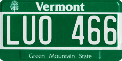 VT license plate LUO466