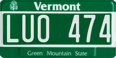 VT license plate LUO474