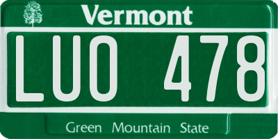 VT license plate LUO478