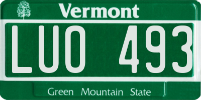 VT license plate LUO493