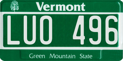 VT license plate LUO496