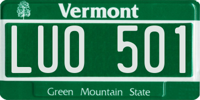 VT license plate LUO501