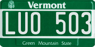 VT license plate LUO503