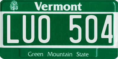 VT license plate LUO504