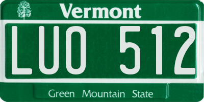 VT license plate LUO512