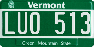 VT license plate LUO513