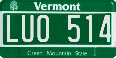 VT license plate LUO514