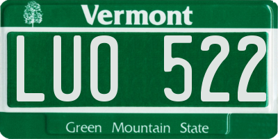 VT license plate LUO522