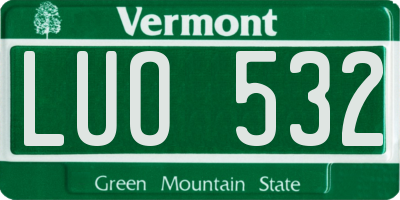 VT license plate LUO532