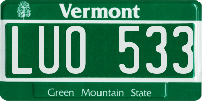 VT license plate LUO533