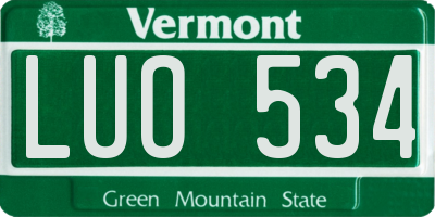 VT license plate LUO534