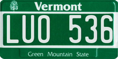 VT license plate LUO536