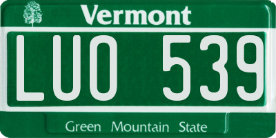 VT license plate LUO539