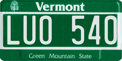 VT license plate LUO540