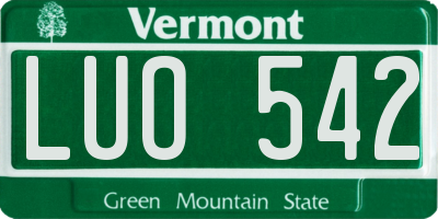 VT license plate LUO542