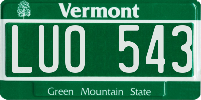VT license plate LUO543