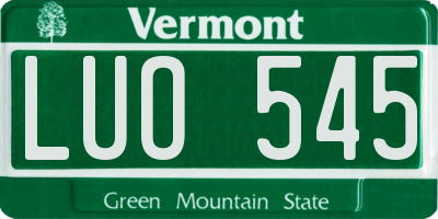 VT license plate LUO545
