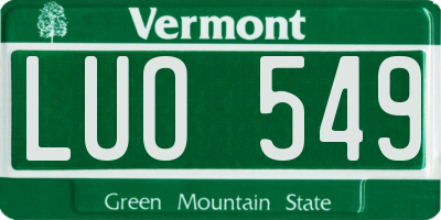 VT license plate LUO549