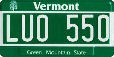 VT license plate LUO550