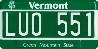 VT license plate LUO551